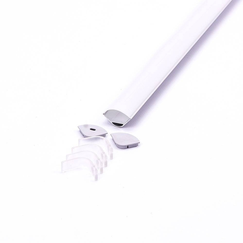V-TAC Profilo Angolare Tondo Strip LED L:20.3mm Silver/Copertura Opaca 2000x30x30mm-0