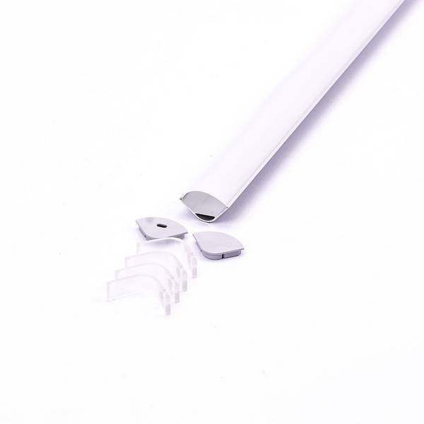 V-TAC Profilo Angolare Tondo Strip LED L:20.3mm Silver/Copertura Opaca 2000x30x30mm