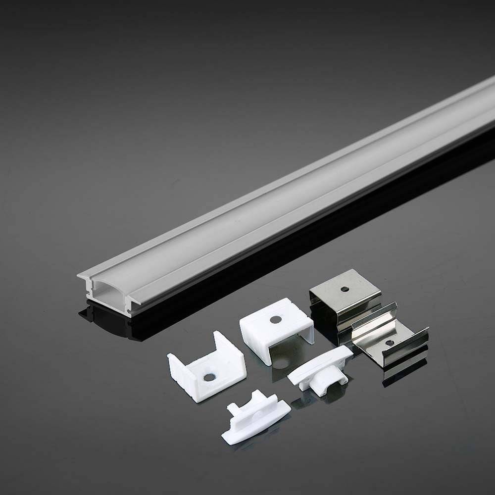 V-TAC Profilo Lineare Incasso Strip LED L:12.4mm Bianco/Copertura Opaca 2000x24.7x7mm-0