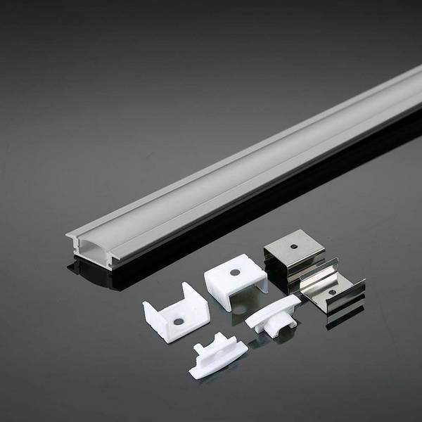 V-TAC Profilo Lineare Incasso Strip LED L:12.4mm Bianco/Copertura Opaca 2000x24.7x7mm