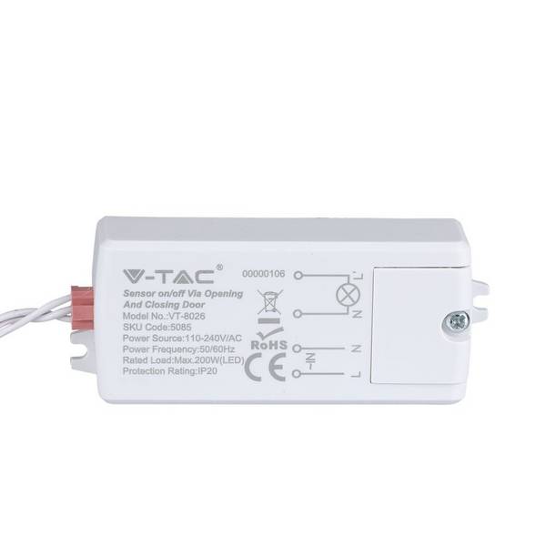 V-TAC Sensore Movimento Infrarossi 30° Attivazione tramite Apertura/Chiusura Porta IP20