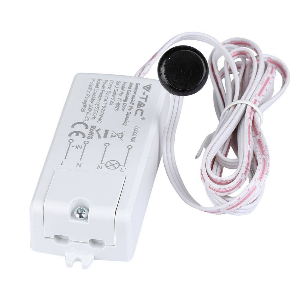 V-TAC Sensore Movimento Infrarossi 30° Attivazione tramite Apertura/Chiusura Porta IP20-3