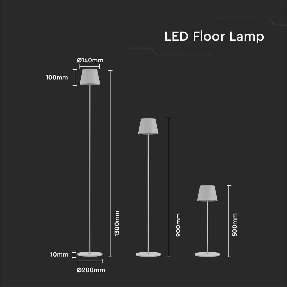 V-TAC Piantana LED 4W Touch Dimmerabile Altezza regolabile 3in1 3000K IP54-4