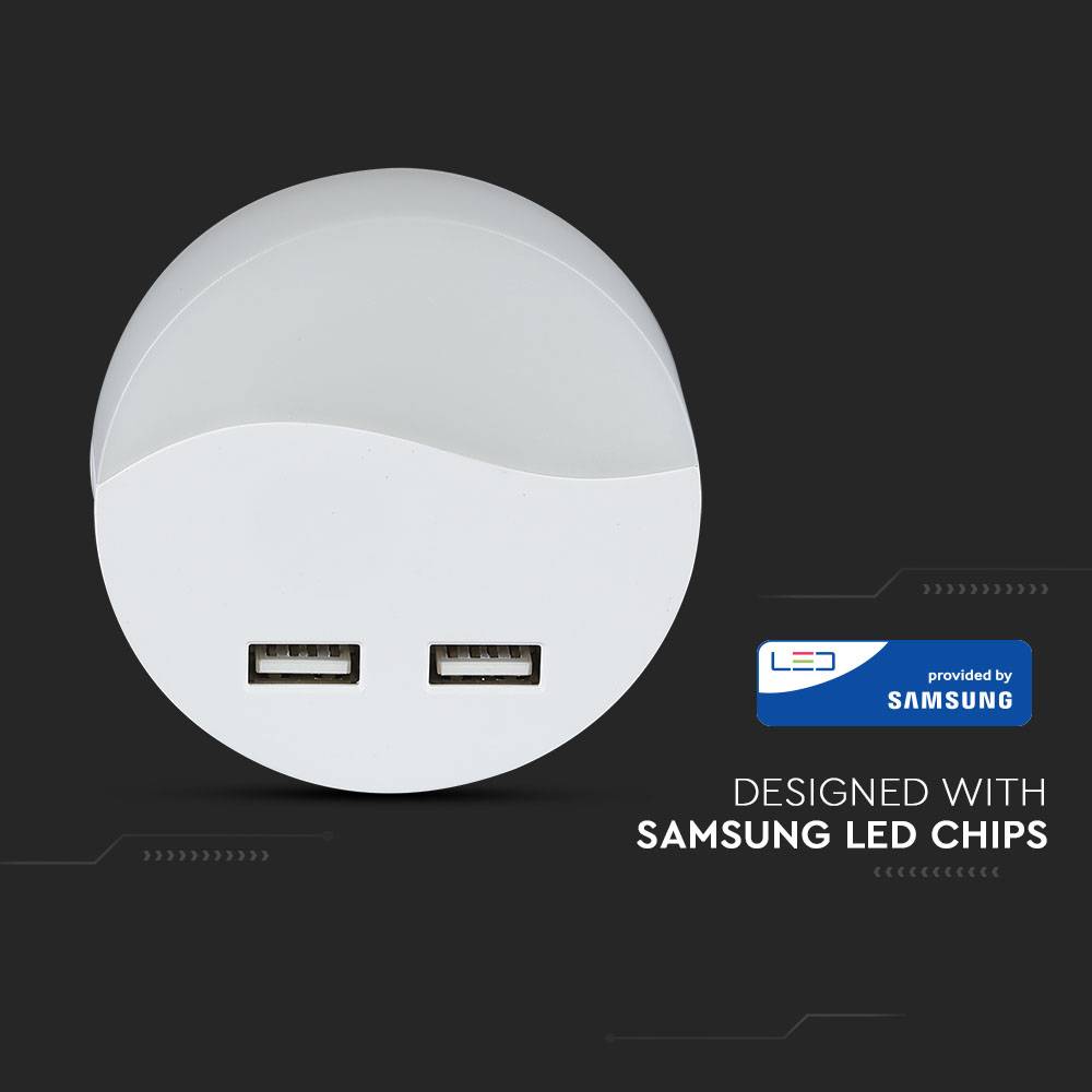 V-TAC Faretto LED Chip Samsung Segnapasso Notturno 0,45W Sensore Crepuscolare Bianco Caldo IP20-1