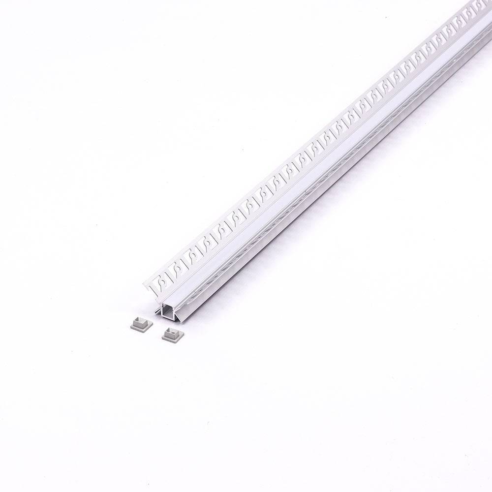 V-TAC Profilo Interno Cartongesso Strip LED L:9.5mm Silver/Copertura Opaca 2000x45.4mm-0
