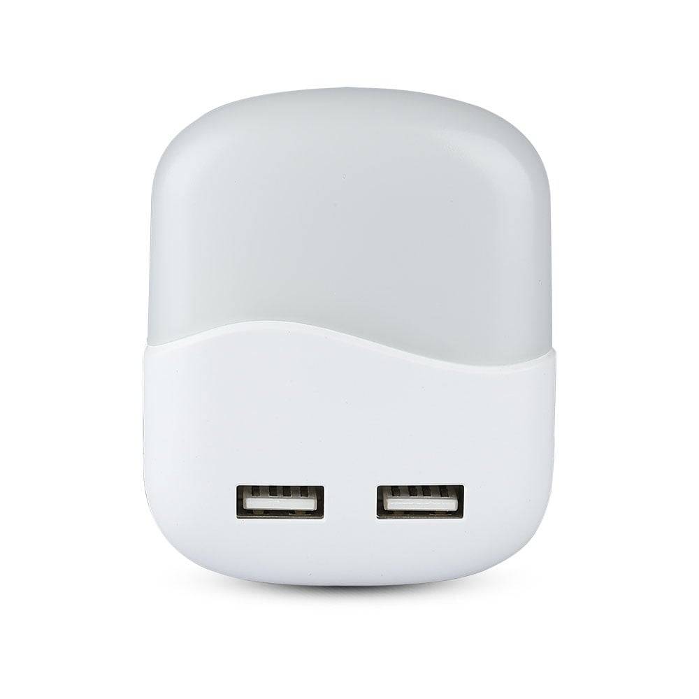 V-TAC Faretto LED Chip Samsung Segnapasso Notturno 0,45W Sensore Crepuscolare 3000K IP20-0