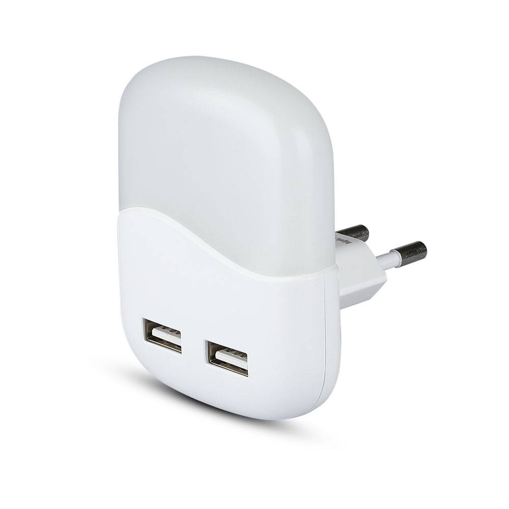 V-TAC Faretto LED Chip Samsung Segnapasso Notturno 0,45W Sensore Crepuscolare 3000K IP20-3
