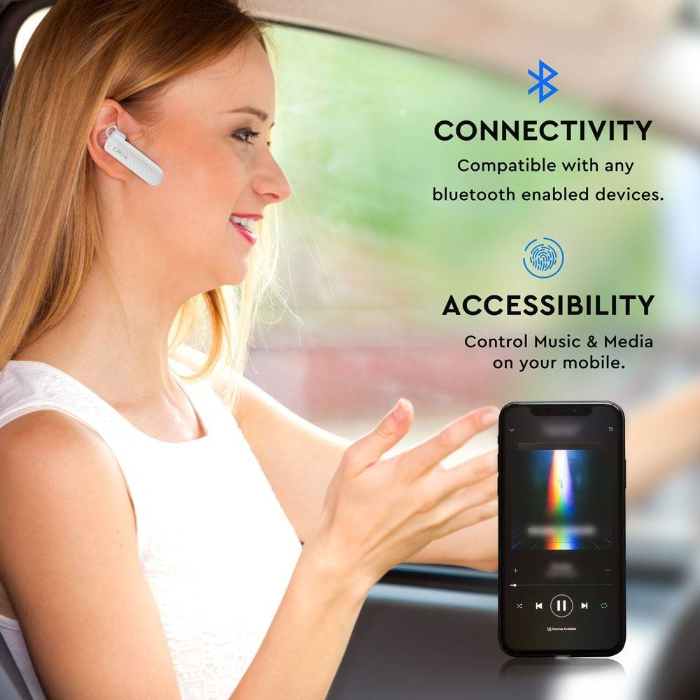 V-TAC Auricolare Bluetooth 70mAh Colore Bianco-1