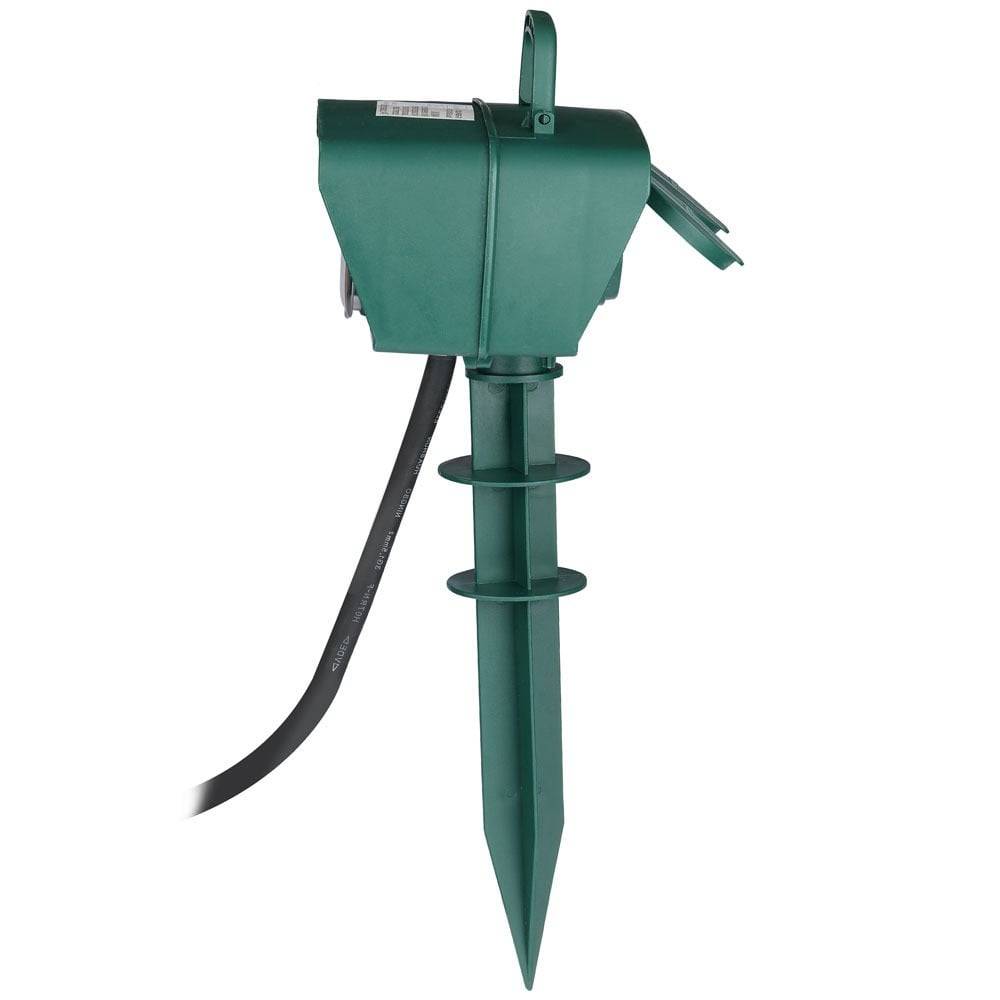 V-TAC Multipresa Giardino 3m 2x Prese Schuko 16A Spina 16A Timer Meccanico IP44-0