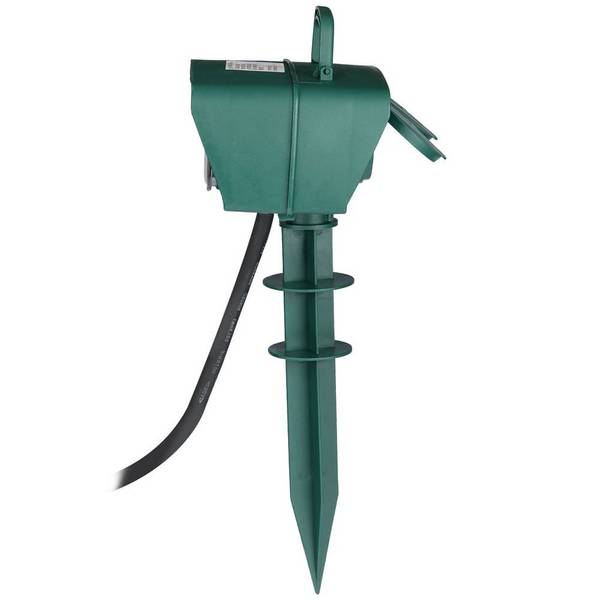 V-TAC Multipresa Giardino 3m 2x Prese Schuko 16A Spina 16A Timer Meccanico IP44