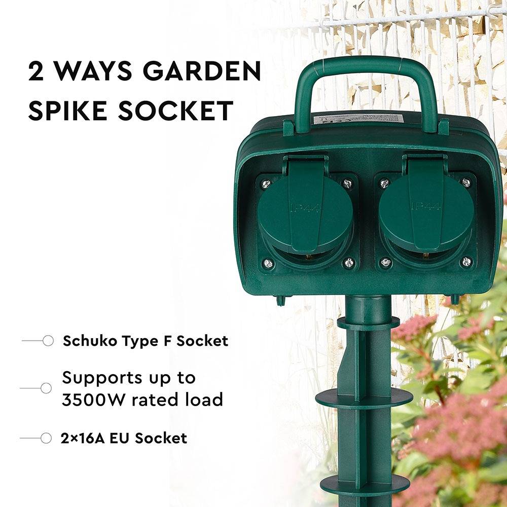 V-TAC Multipresa Giardino 3m 2x Prese Schuko 16A Spina 16A Timer Meccanico IP44-1