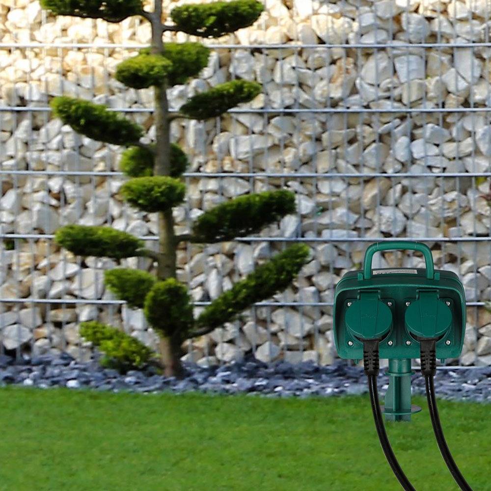 V-TAC Multipresa Giardino 3m 2x Prese Schuko 16A Spina 16A Timer Meccanico IP44-2