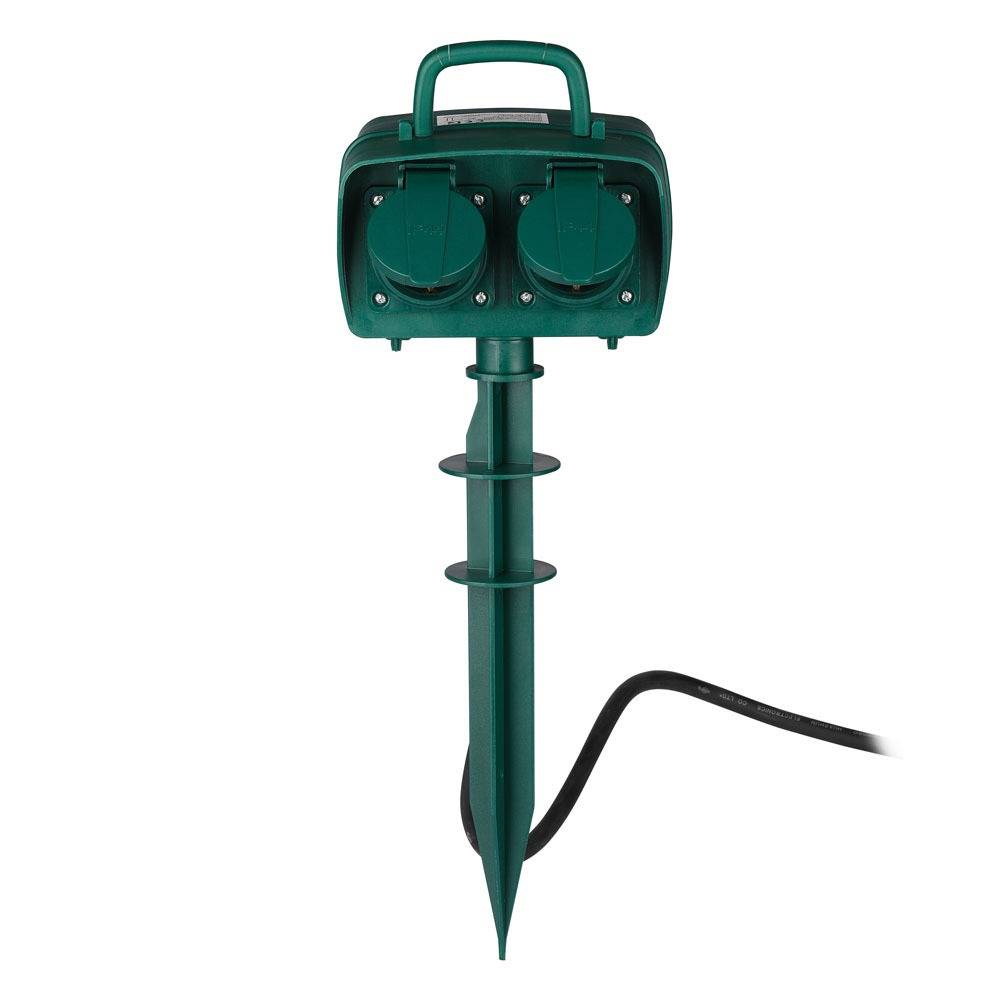 V-TAC Multipresa Giardino 3m 2x Prese Schuko 16A Spina 16A Timer Meccanico IP44-4