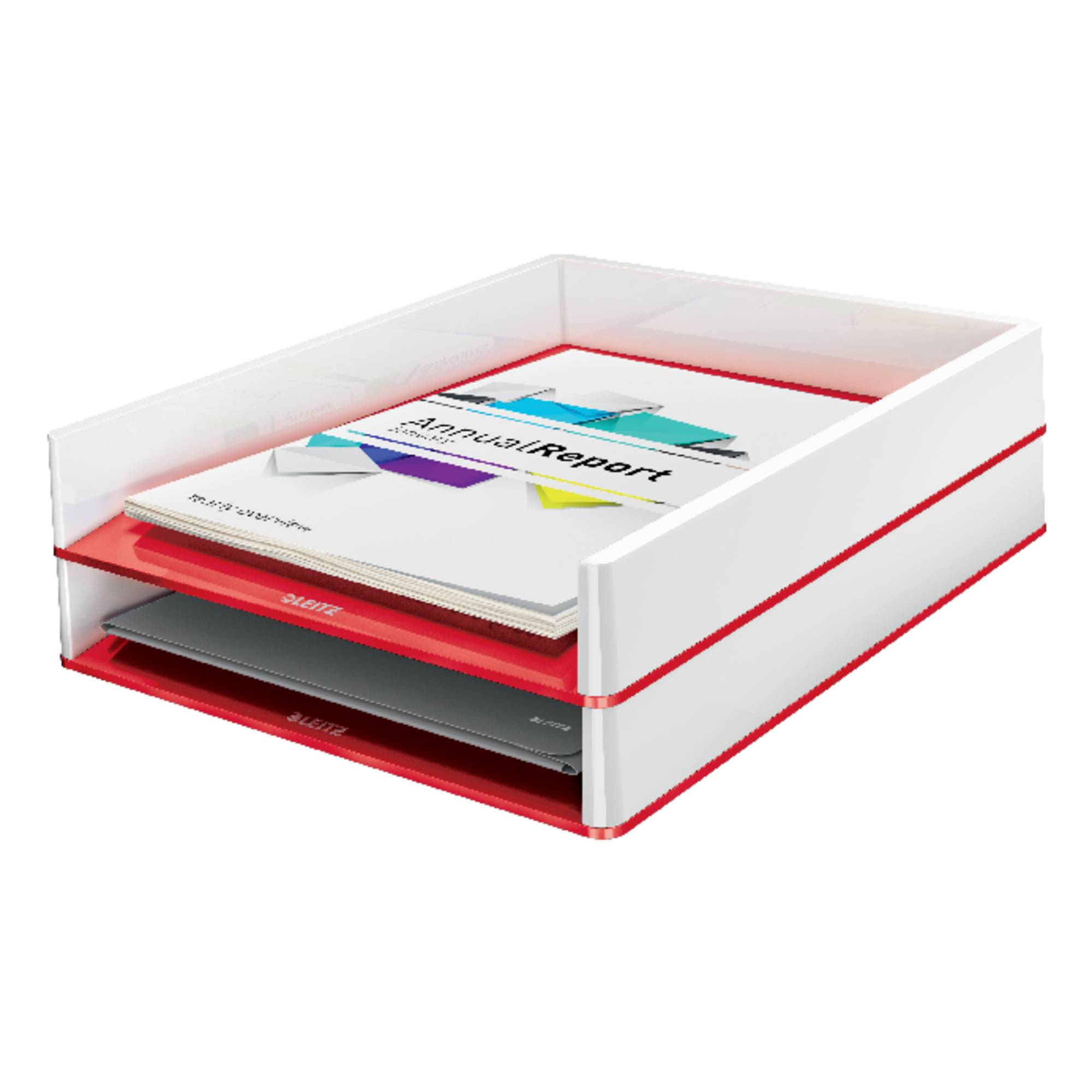 Lettere Leitz Scaffale Wow Duo Color Din A4 Pearl White/Red-1
