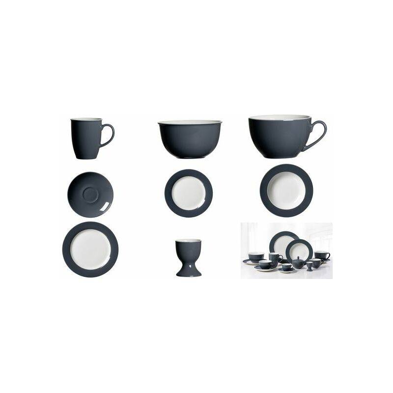 Ritzenhoff & Breker Kaffeetasse DOPPIO ANTHRAZIT, 200 ml aus Porzellan, spülmaschinenfest - 6 Stück (430189)-0