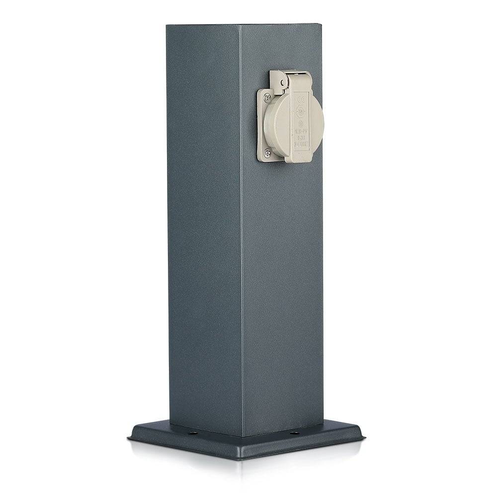 V-TAC Multipresa Giardino 2x Prese 16A (Schuko) Acciaio Grigio Scuro 127x300mm IP44-0