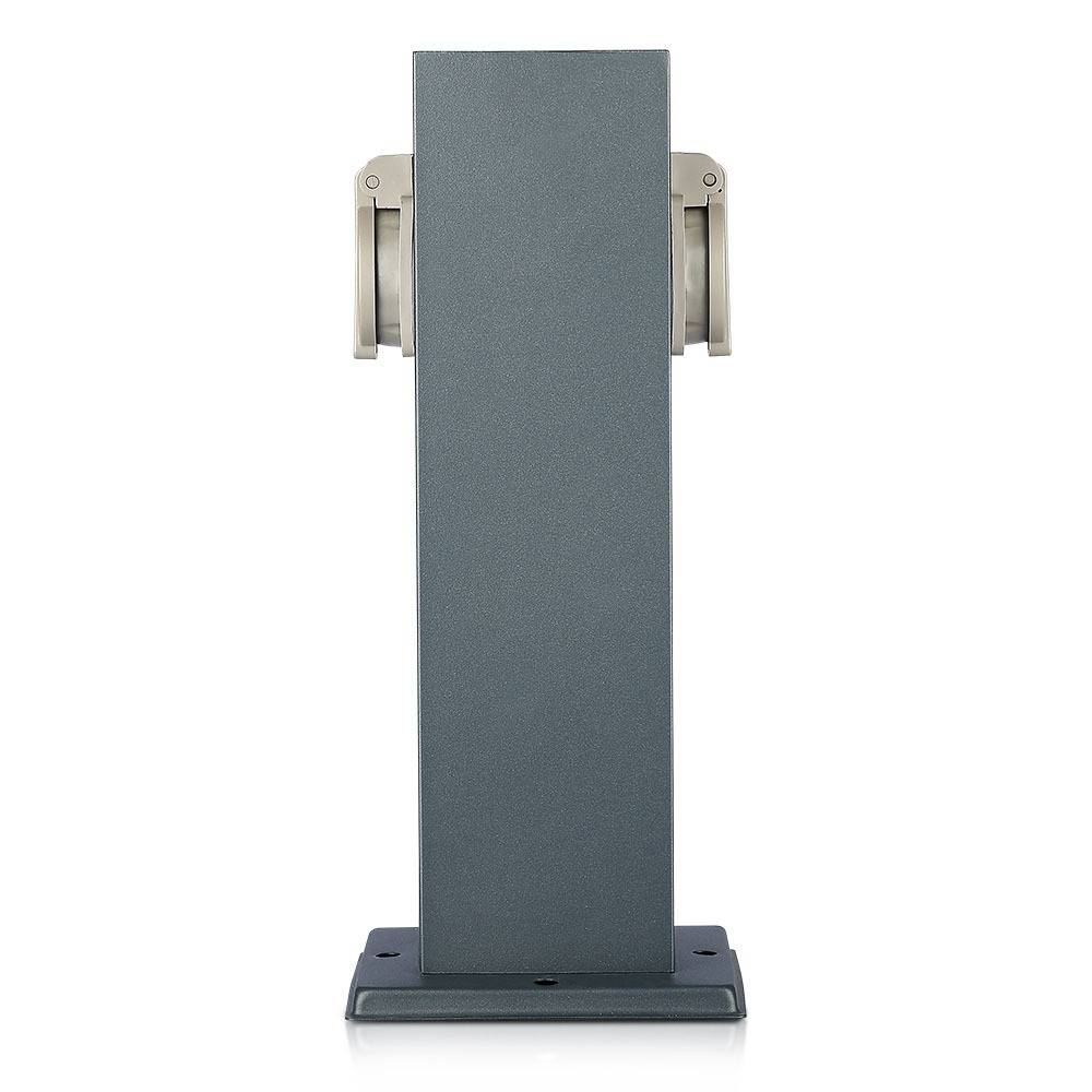 V-TAC Multipresa Giardino 2x Prese 16A (Schuko) Acciaio Grigio Scuro 127x300mm IP44-4