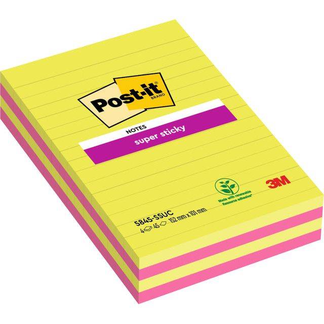 Post-it Notes Ultracolor To Do List 845-4SUCC 3M - 125x200 mm - 73311 (Lime e Rosa Neon Conf. 4)-0