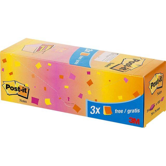 Post-it Notes Super Sticky 654-NP24 3M - 76x76 mm - 7100172223 (Assortiti Conf. 24)-0