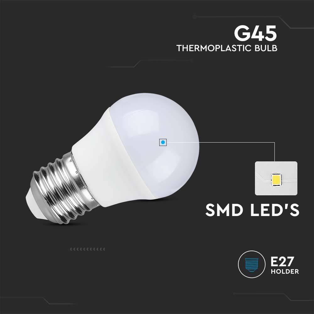 V-TAC Lampadina LED Attacco E27 da 4,5W G45 Bianco Caldo in plastica-1
