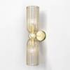 Applique Contemporanea Antic Metallo Oro 2 Luci Diffusore In Vetro Colore Cognac