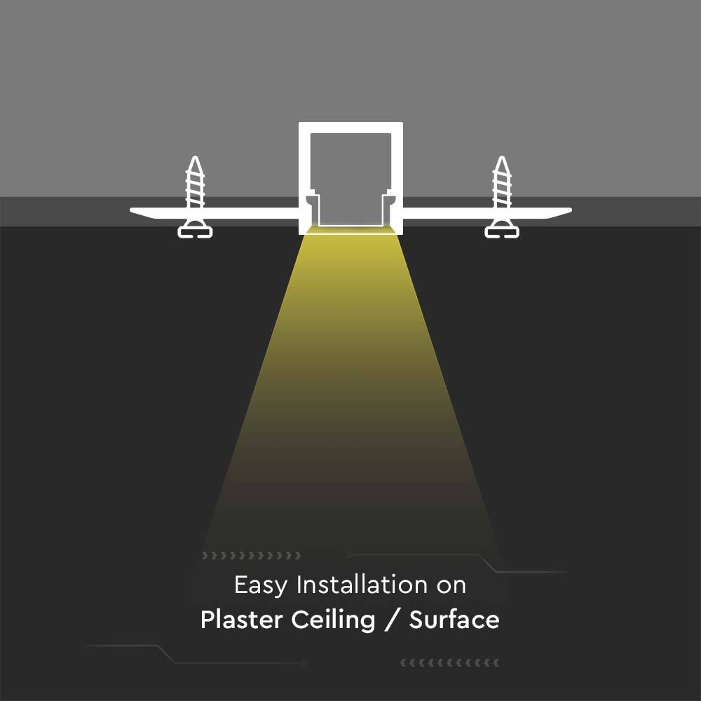 V-TAC Profilo Cartongesso Strip LED L:9.5mm Silver/Copertura Opaca 2000x52.1x12.5mm-2