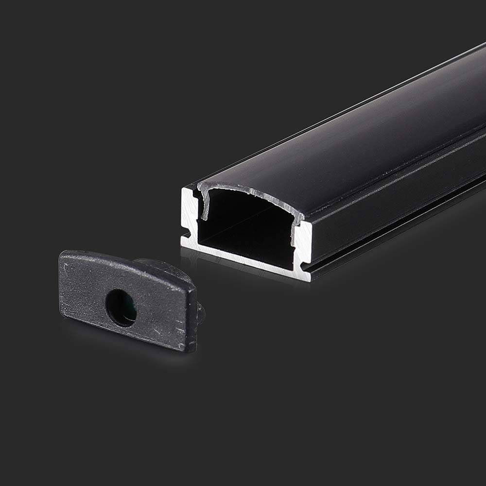 V-TAC Profilo Lineare Strip LED L:12.4mm Nero/Copertura Nera Opaca 2000x17.4x7mm-0