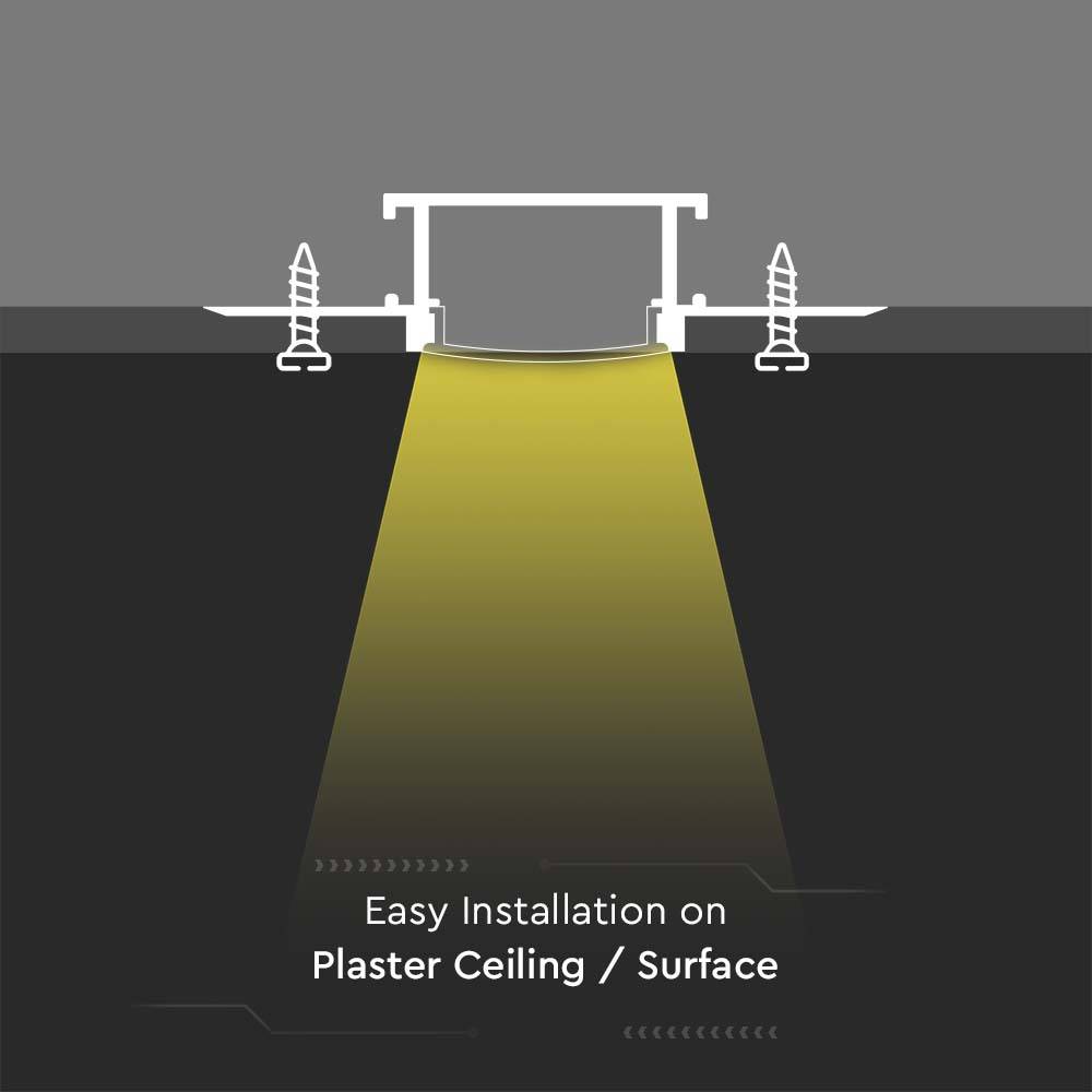 V-TAC Profilo per Cartongesso Strip LED L:20.7mm Silver/Copertura Opaca 2000x61.5x14mm-1