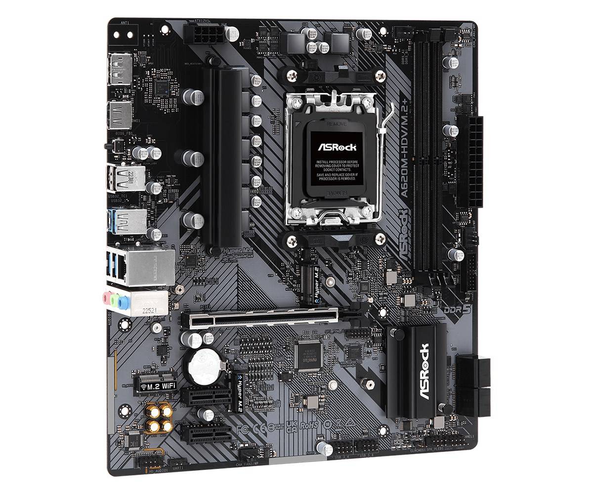ASRock A620M-HDV/M.2+ - scheda madre - micro ATX - Socket AM5 - chipset AMD A620 - USB 3.2 Gen 1, USB-C 3.2 Gen 1 - Giga-3