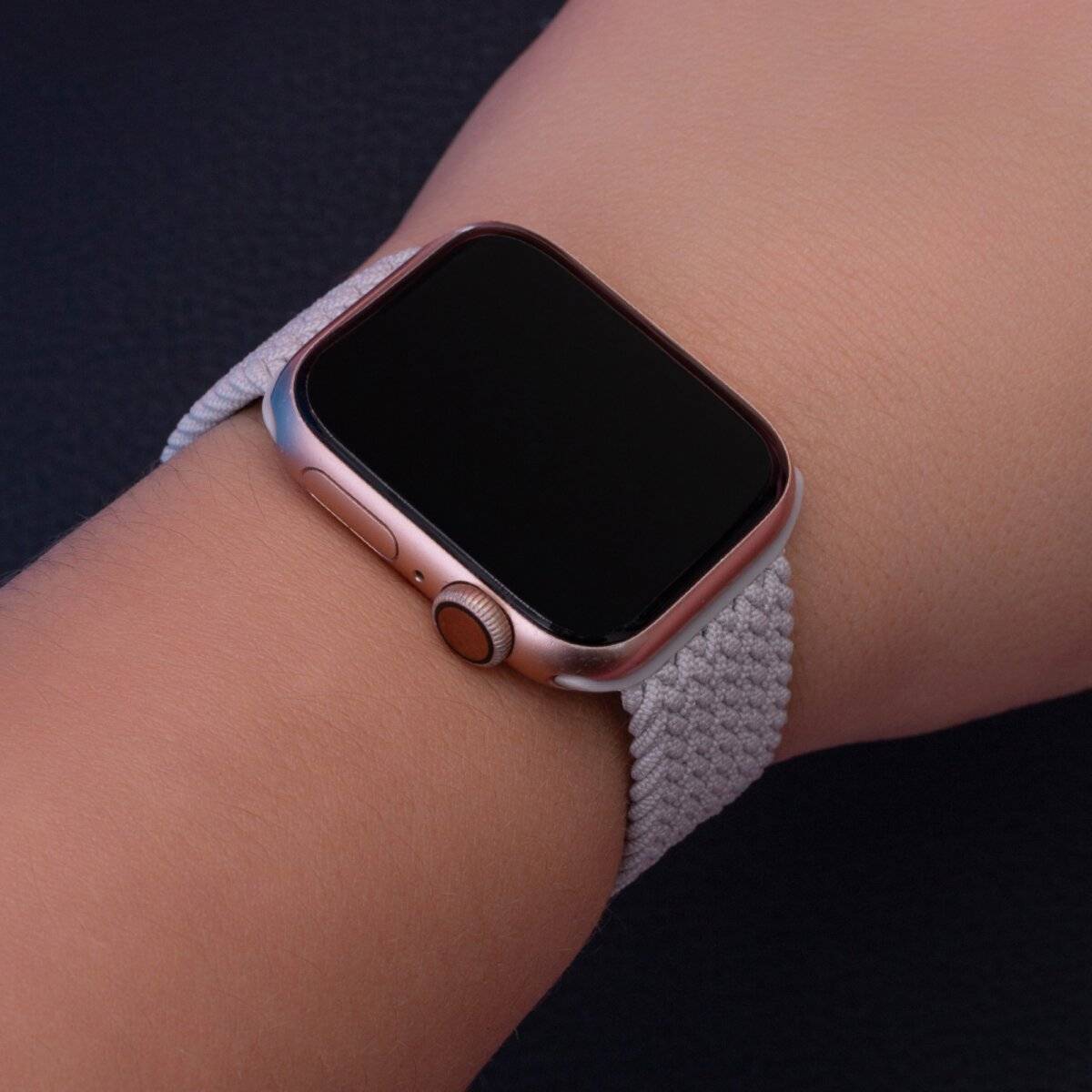 Elastisches Band für Smartwatch kompatibel mit Apple Watch Serie Hellgrau 42/45/49 mm M-2