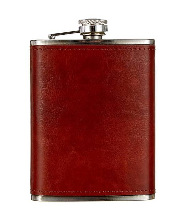 Fiaschetta In Acciaio Inox Foderata In Pelle Imbuto Incluso Per Liquori Whisky -