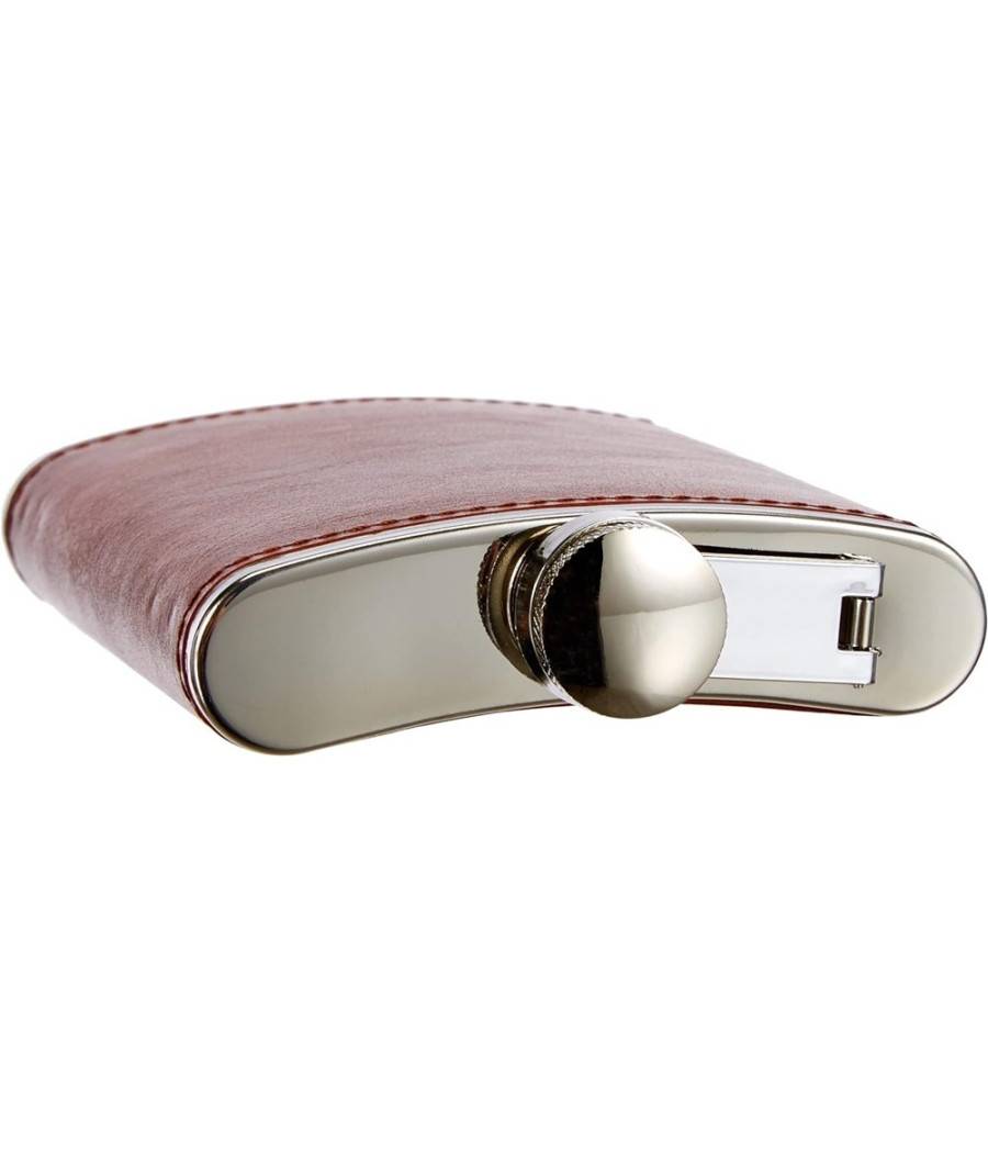Fiaschetta In Acciaio Inox Foderata In Pelle Imbuto Incluso Per Liquori Whisky --1