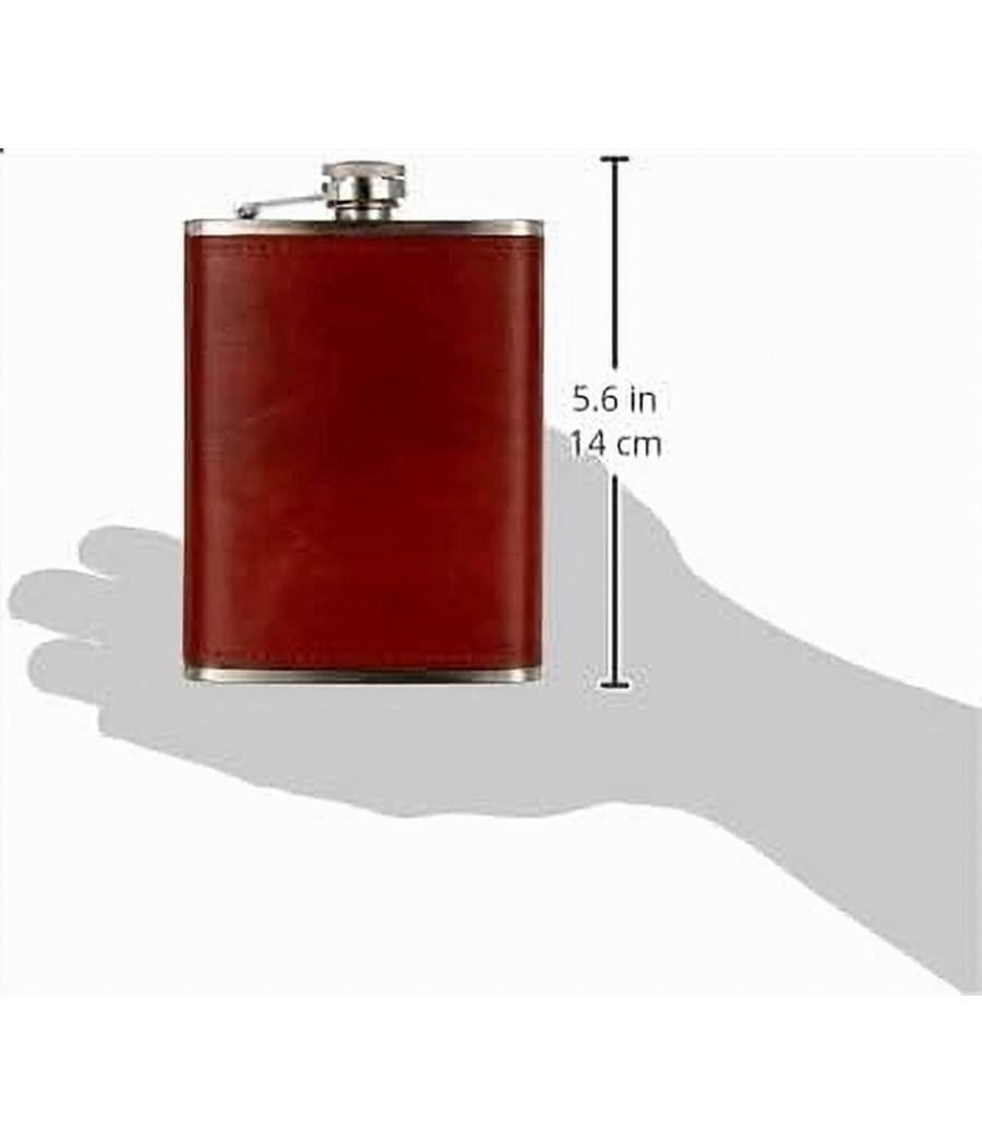 Fiaschetta In Acciaio Inox Foderata In Pelle Imbuto Incluso Per Liquori Whisky --2
