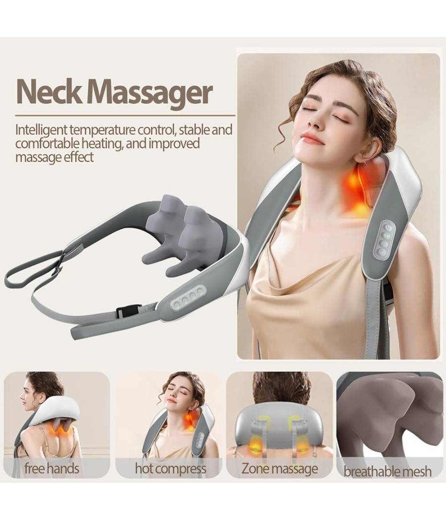 Massaggiatore Per Collo Schiena Spalle Gambe Calore Massaggiante Ricaricabile 5d --1