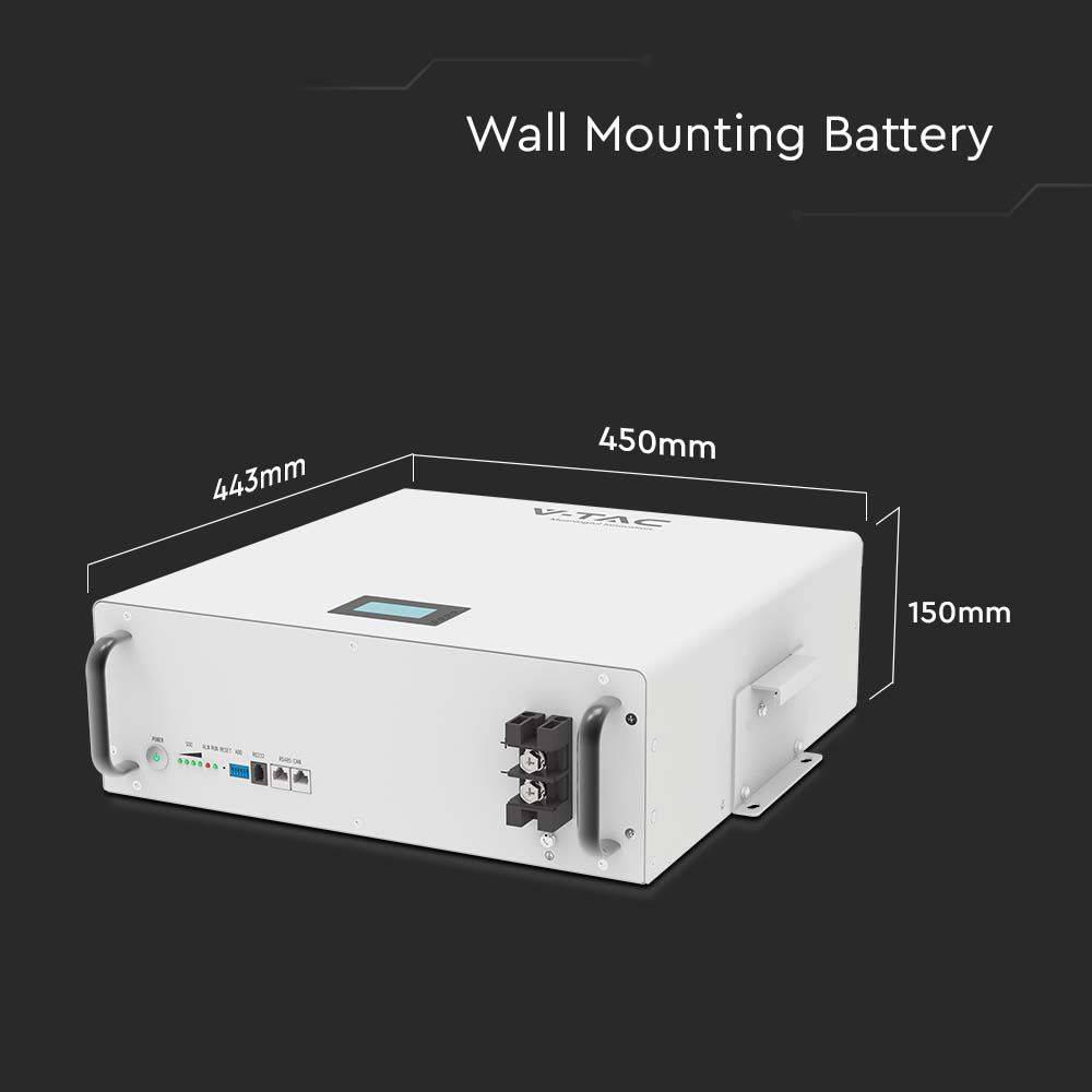 V-TAC Batteria Accumulo LV 5.12kWh LFP 51.2V 100Ah 100A Bianca CEI 0-21-1