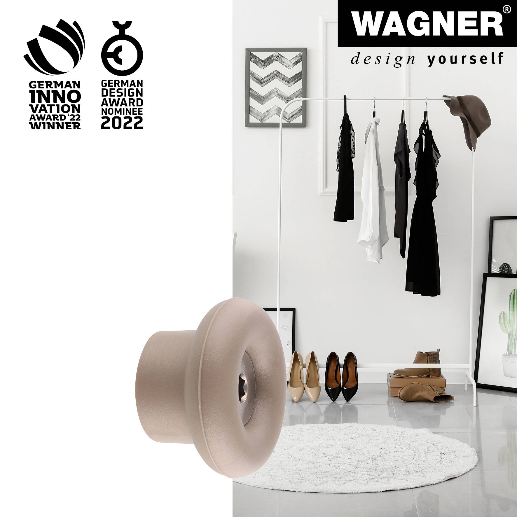 Wagner design yourself Garderobenhaken DOT GH 0221 mit 1 Haken taupe 1 St. (17022121)-2
