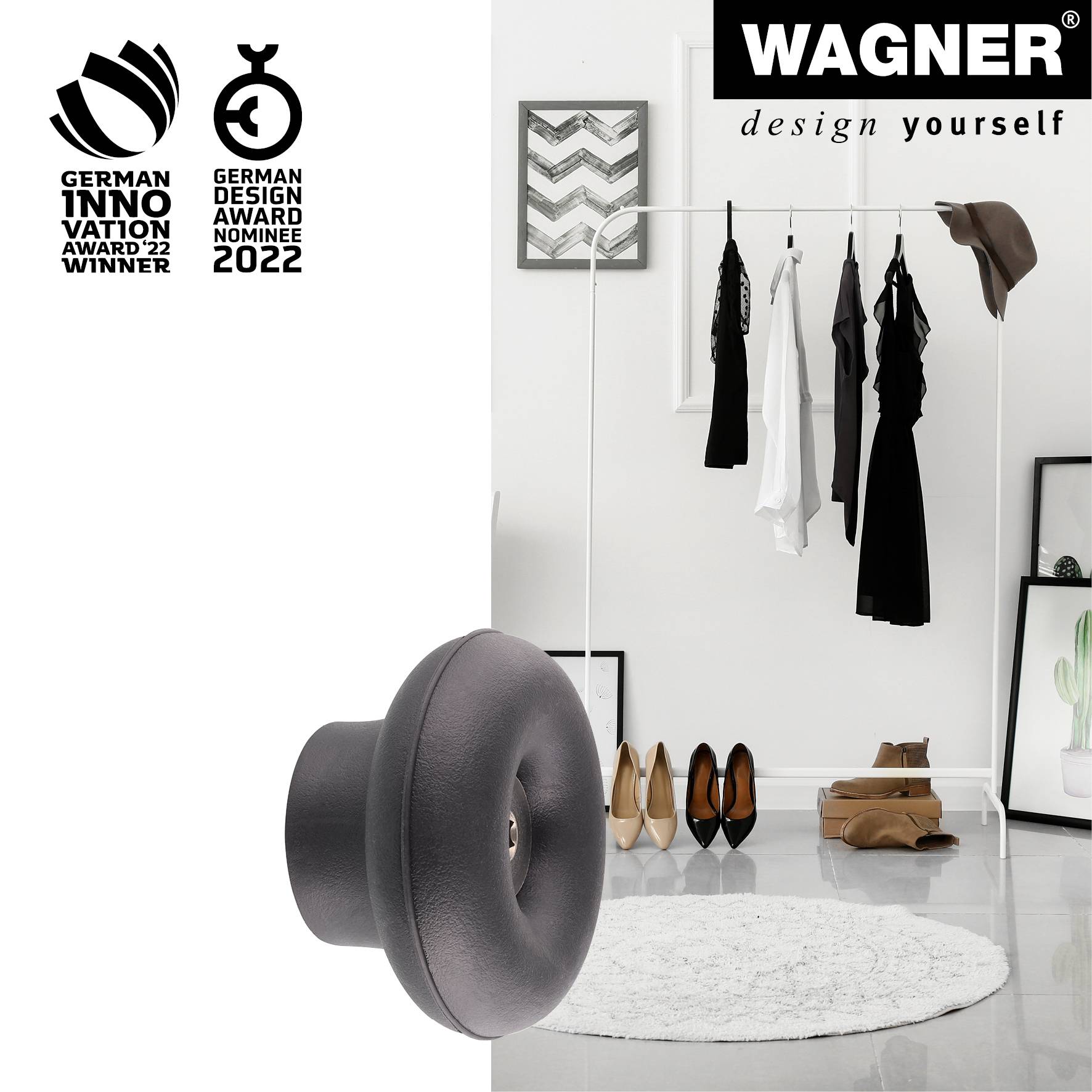 Wagner design yourself Garderobenhaken DOT GH 0202 mit 1 Haken schwarz 1 St. (17020221)-2