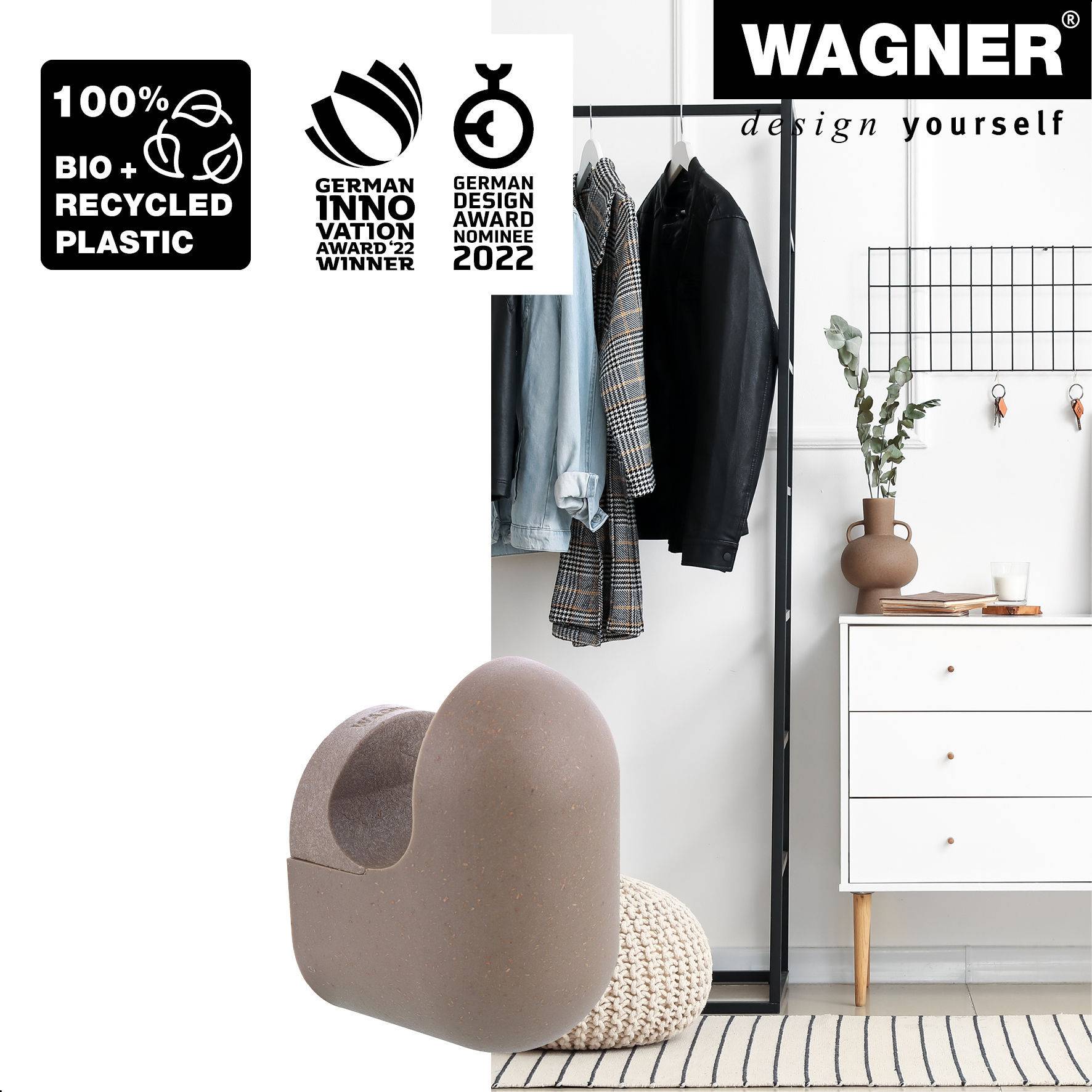 Wagner design yourself Garderobenhaken PILL WH 0422 mit 1 Haken taupe 1 St. (17042221)-2