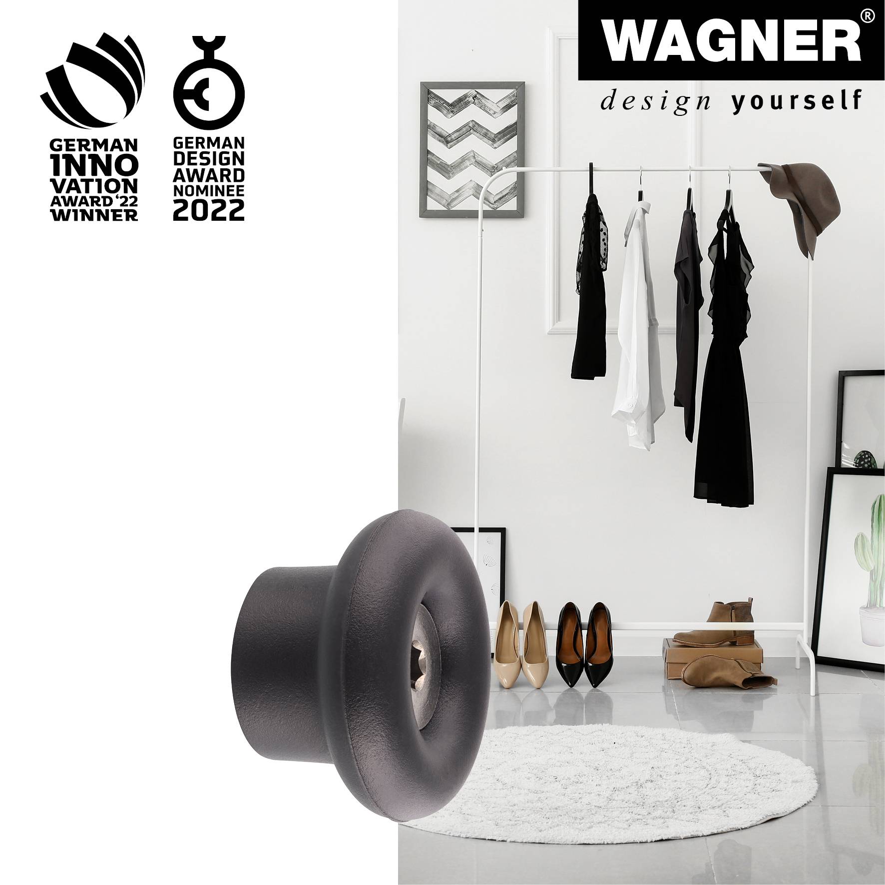 Wagner design yourself Garderobenhaken DOT GH 0201 mit 1 Haken schwarz 1 St. (17020121)-2
