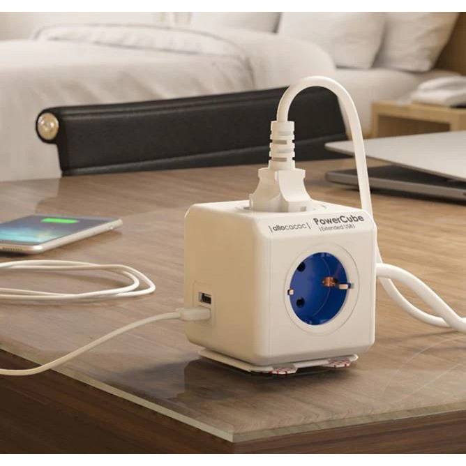 Allocacoc PowerCube extended usb - Stromverteilungseinheit - Wechselstrom 230 V - Eingabe, Eingang CEE 7/7 - Ausgangsans-1