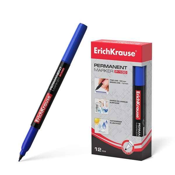 Erichrause P -100 Marker permanente - Punta fine - Scate da 0,5 a 1,2 mm - Resistenza all'acqua e raggi UV - colore blu-0