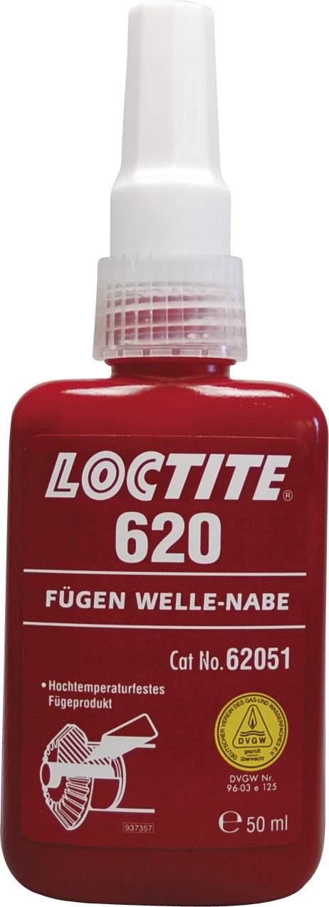 Flacone rosso Loctite 620, giunzione albero-mozzo, Cod. Art. 62051, 50 ml. Utilizzo ad alte temperature.