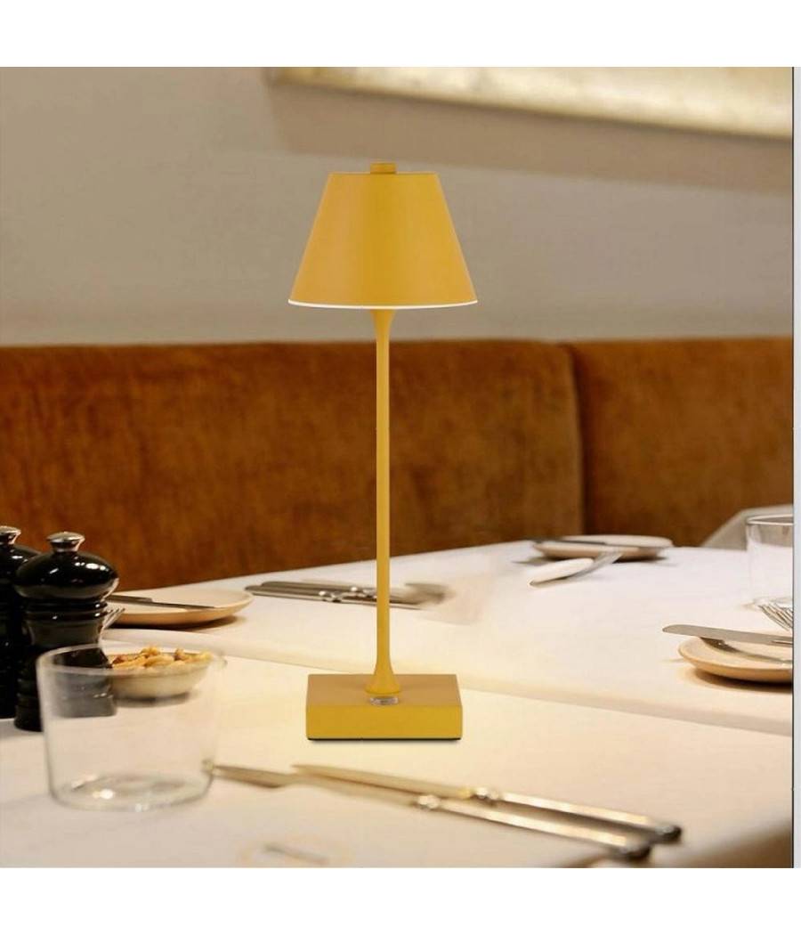 Lampada Tavolo Ricaricabile Usb 10 Watt 3 Colorazione Di Luce Vari Colori D27-3c - Giallo-0