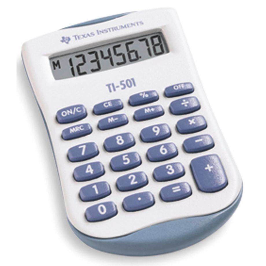 Texas Instruments TI-501 Taschenrechner Tasche Einfacher Taschenrechner Blau - Weiß (TI501)-1