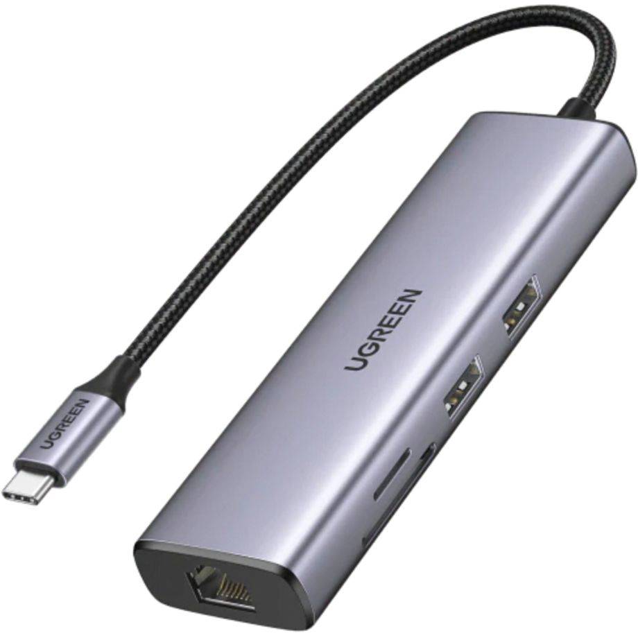 UGREEN USB-C to 2*USB3.0+HDMI+RJ 45+SD&TF +PD port Hub (90568)-0