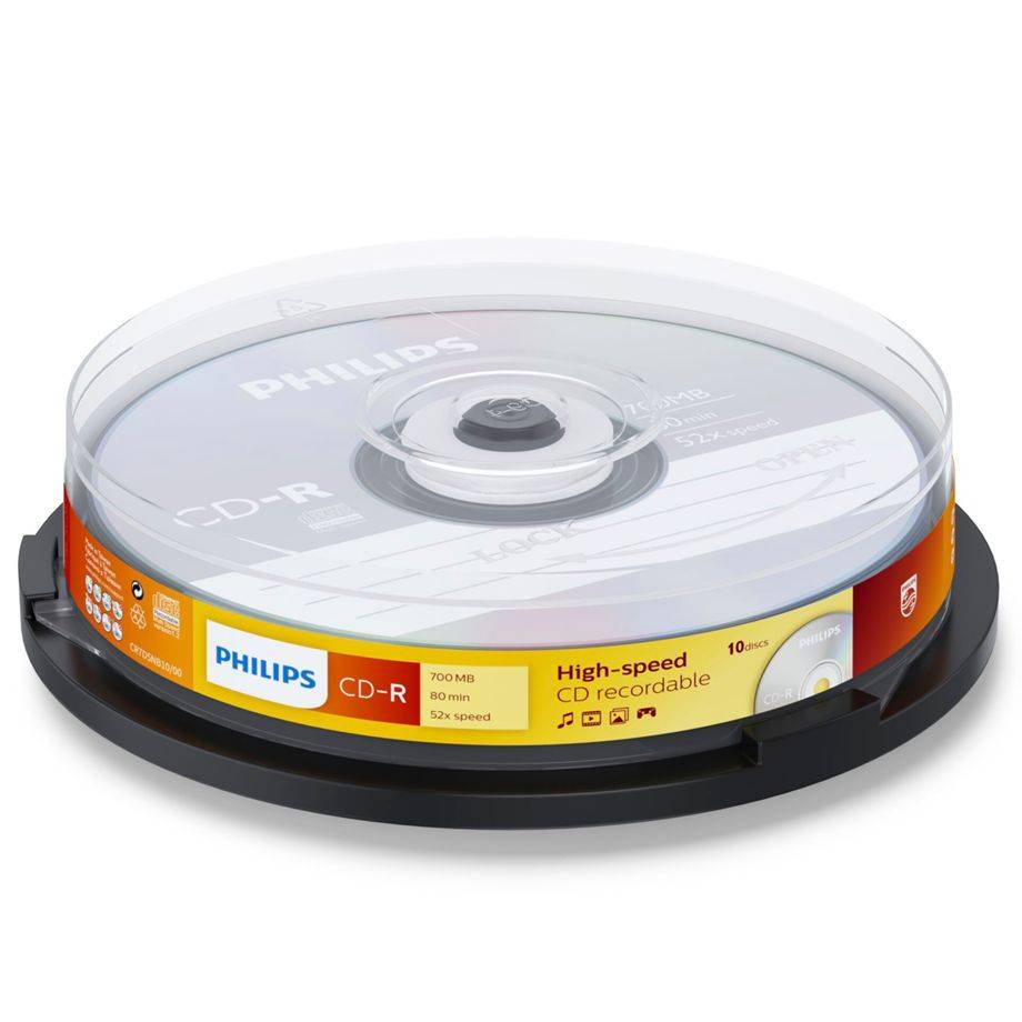 Philips CR7D5NB10 - 10 x CD-R - 700MB (80 Min) 52x - Spindel (CR7D5NB10/00)-0