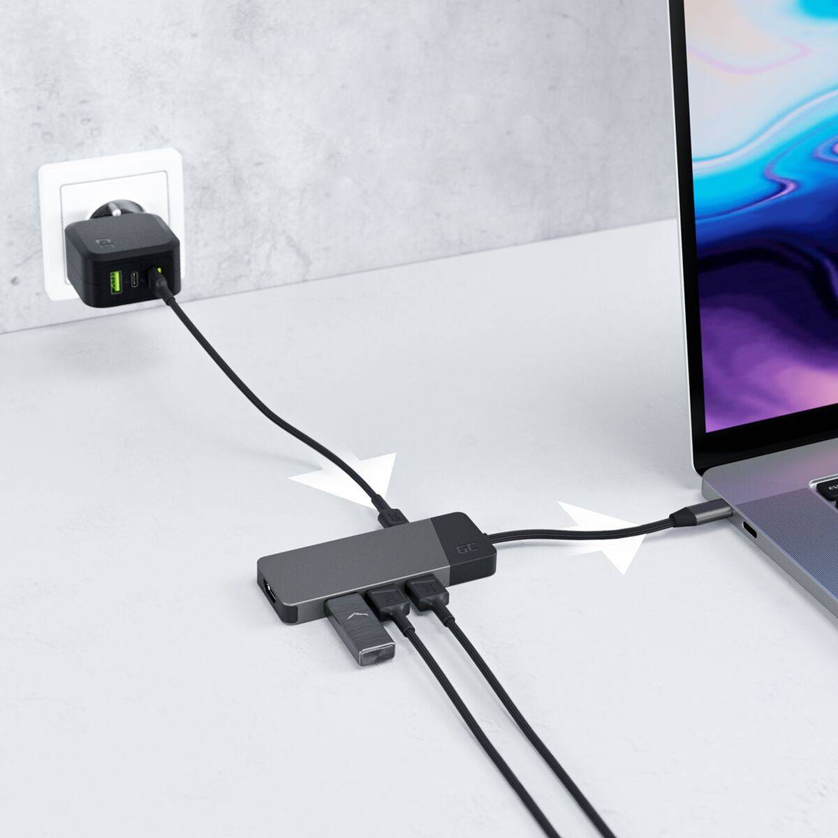 Docking Station Hub Porte Ricarica Pd 85w 3 X Usb Hdmi Micro-sd Compatibile-4