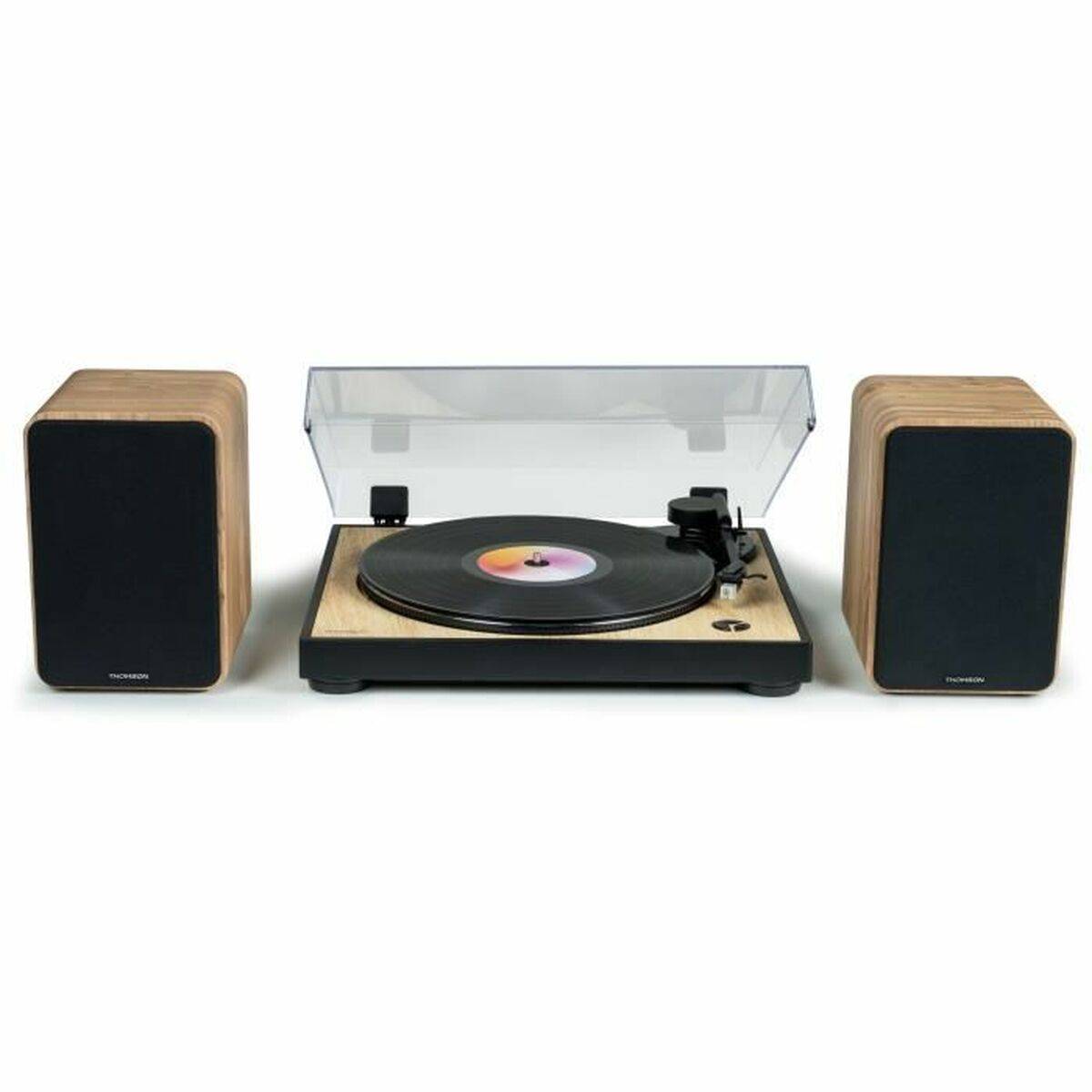 THOMSON WS602DUO - Set di 2 altoparlanti con cassa in legno - 100W - Bluetooth 5.0 - 2 uscite RCA - Legno chiaro-0