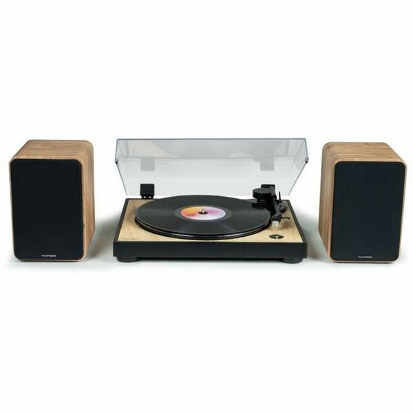 THOMSON WS602DUO - Set di 2 altoparlanti con cassa in legno - 100W - Bluetooth 5.0 - 2 uscite RCA - Legno chiaro