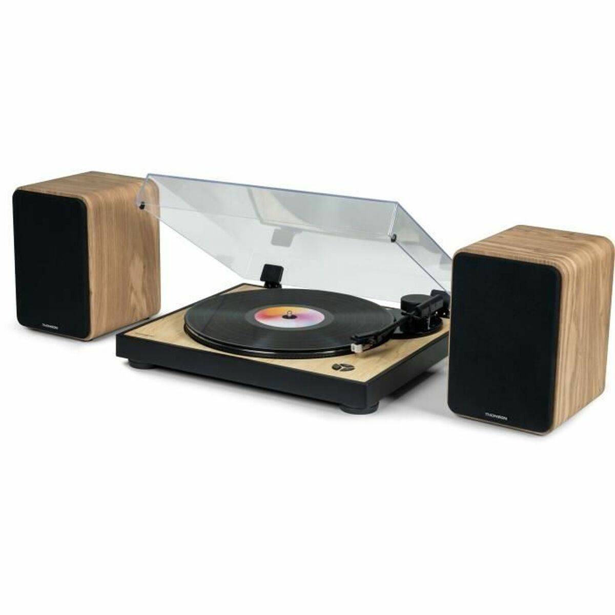THOMSON WS602DUO - Set di 2 altoparlanti con cassa in legno - 100W - Bluetooth 5.0 - 2 uscite RCA - Legno chiaro-4